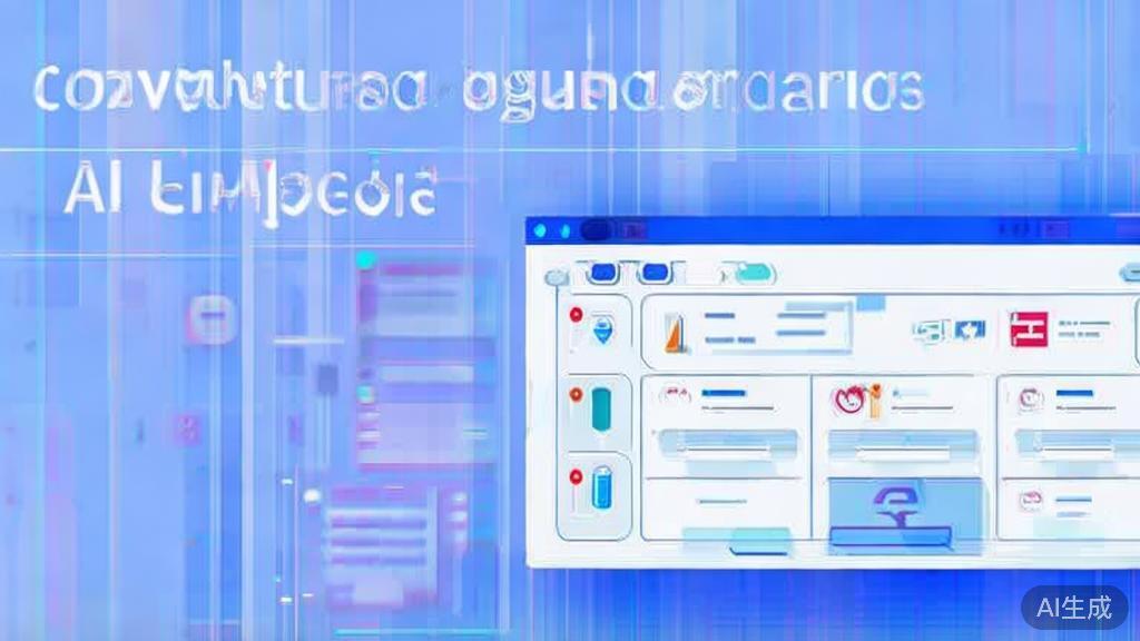 Flat vector illustration of copyright issues related to AI-generated images, dashboard style, soft blue gradient