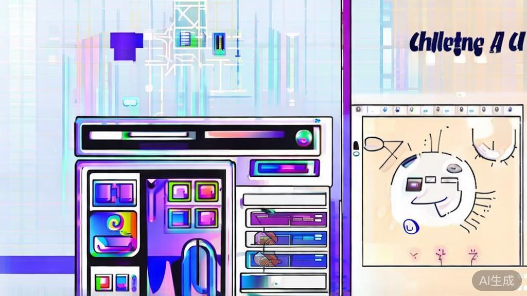 High-quality business illustration regarding AI image advantages and challenges, minimal flat design