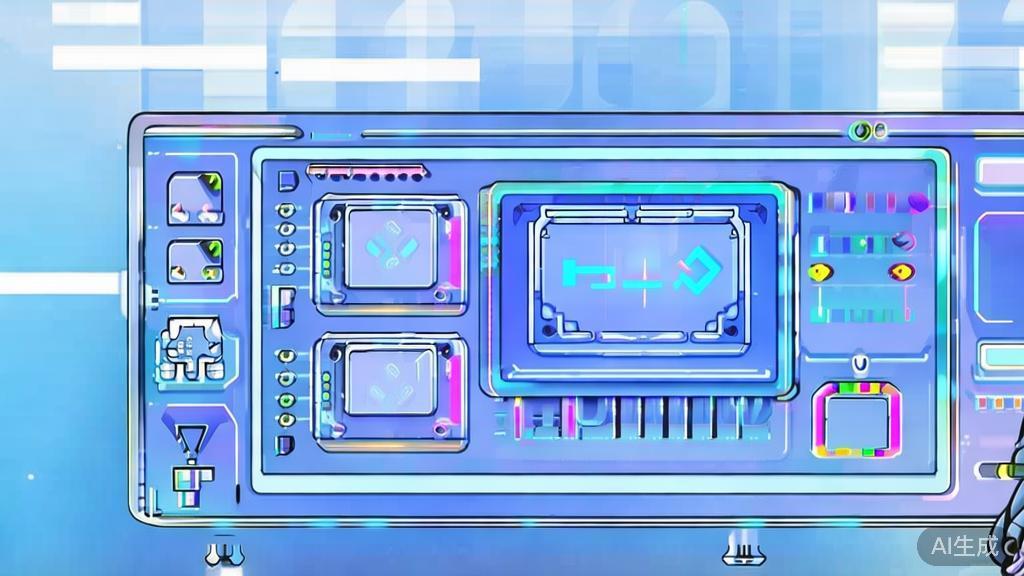 Flat vector illustration of AI in animation production, dashboard style, soft blue gradient