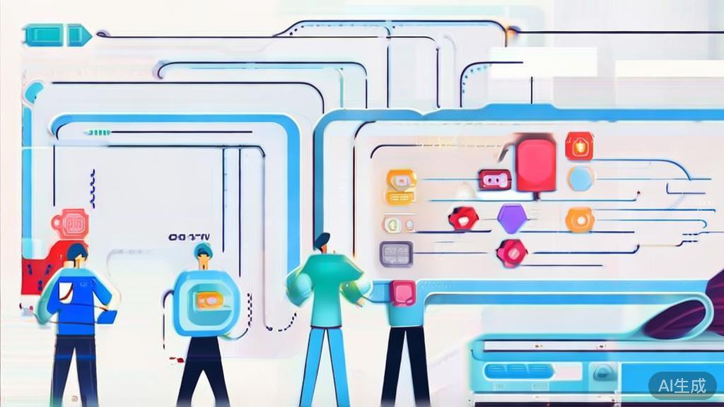 High-quality business illustration depicting the future of content creation, minimal flat design