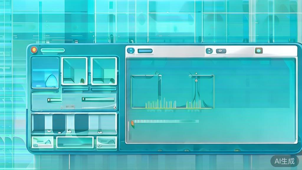 Flat vector illustration of 2D animation software interface, dashboard style, soft blue gradient