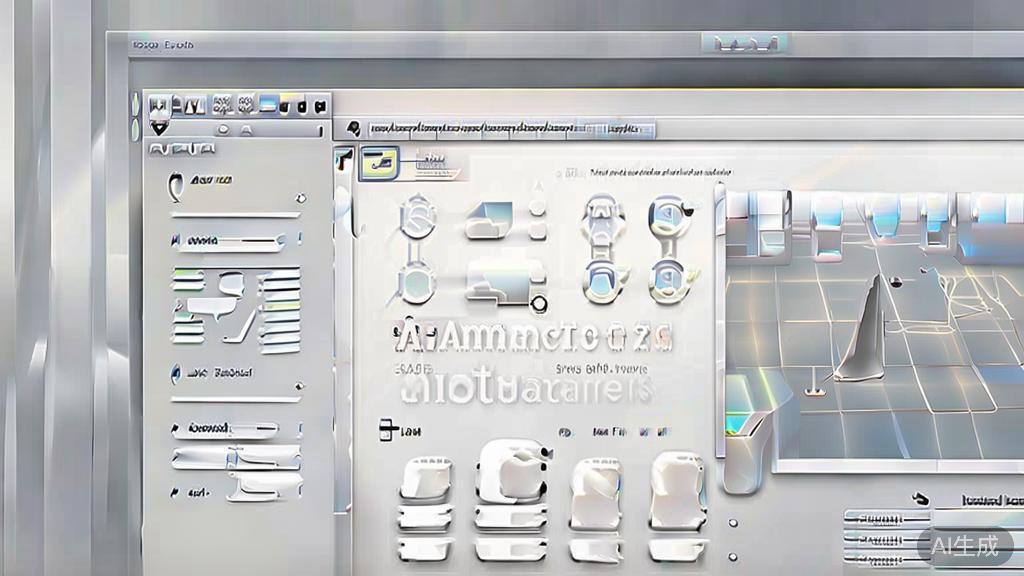 High-quality business illustration showing 3D animation software features, minimal flat design