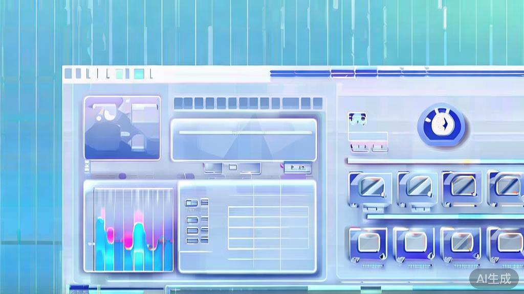 Flat vector illustration of basic video editing techniques, dashboard style, soft blue gradient