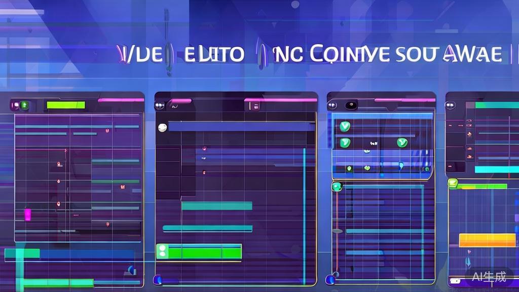Flat vector illustration of video editing software comparison, dashboard style, soft blue gradient
