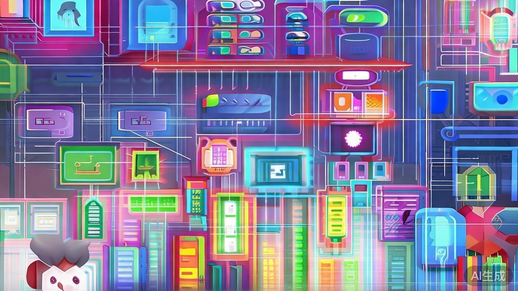 Illustration showing collaboration between artists and AI in anime creation, flat design