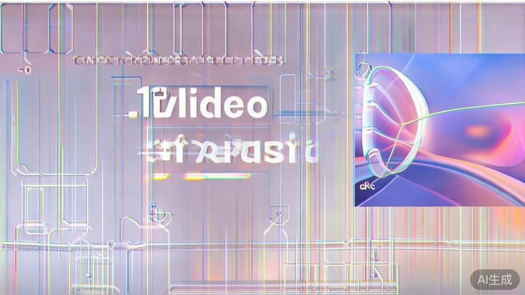 "High-quality illustration focusing on the future trends of AI video creation, minimal flat design"