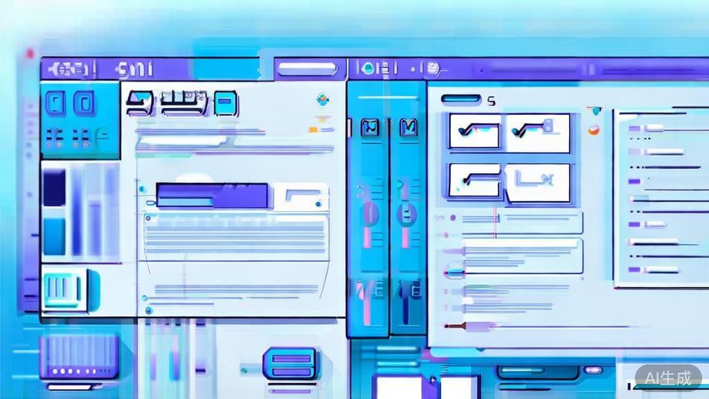 Flat vector illustration of AI scriptwriting tools, dashboard style, soft blue gradient