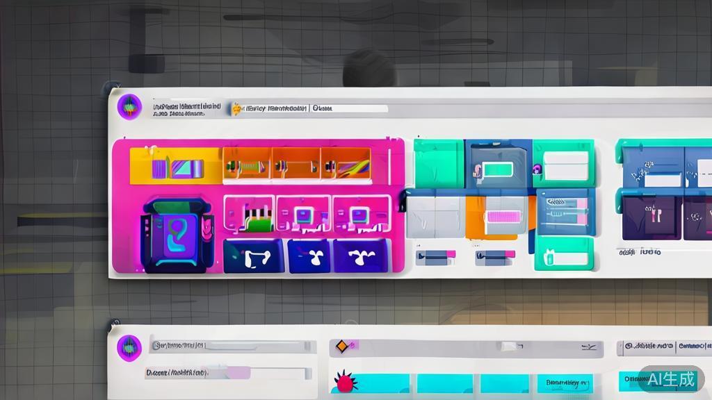 "High-quality business illustration regarding online animation tool, minimal flat design, featuring detailed UI elements"