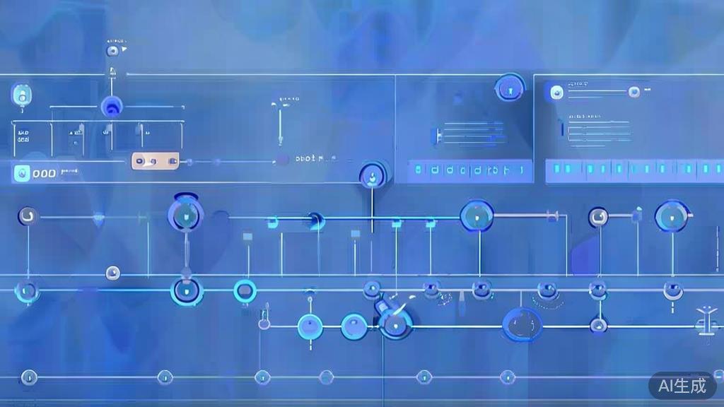 "Flat vector representation of project management in animation production, dashboard style, soft blue gradient"