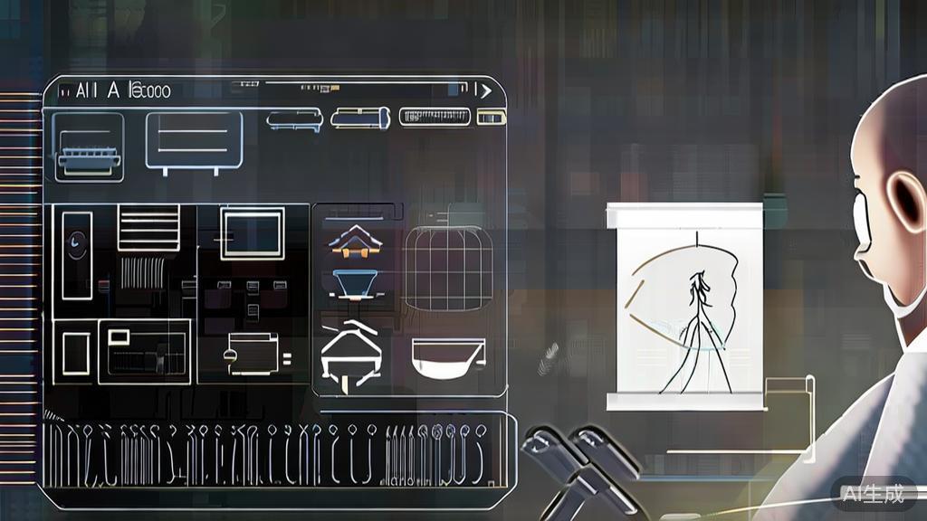 High-quality illustration of a user interacting with an AI tool for anime creation, minimal flat design