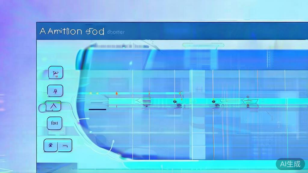Flat vector illustration of AI animation tool features, dashboard style, soft blue gradient