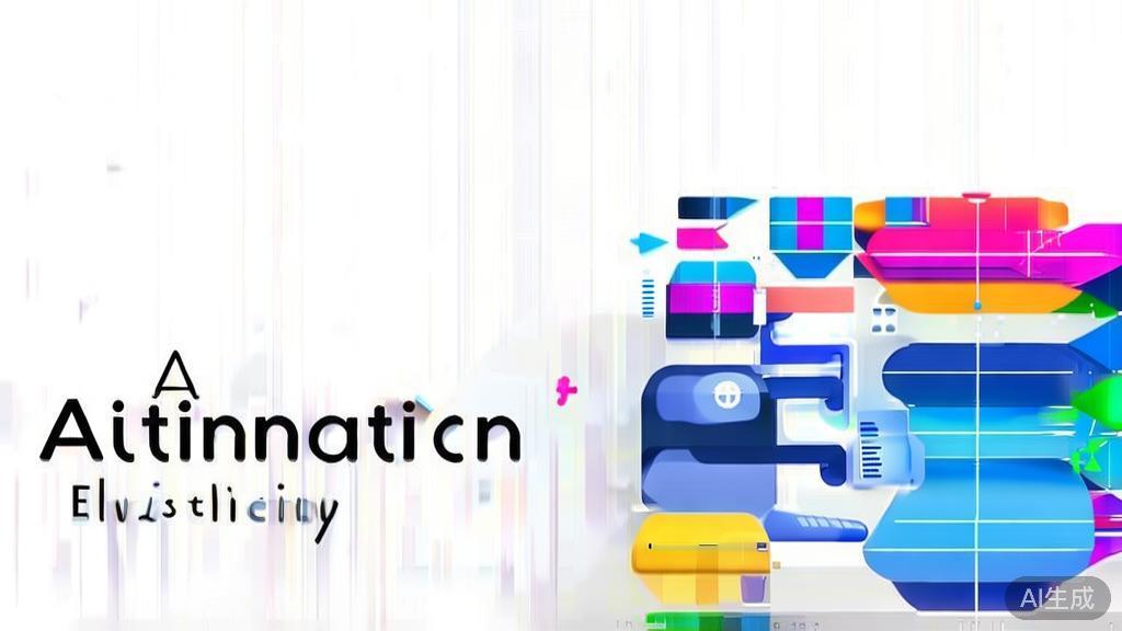 "High-quality business illustration regarding AI animation efficiency, minimal flat design"