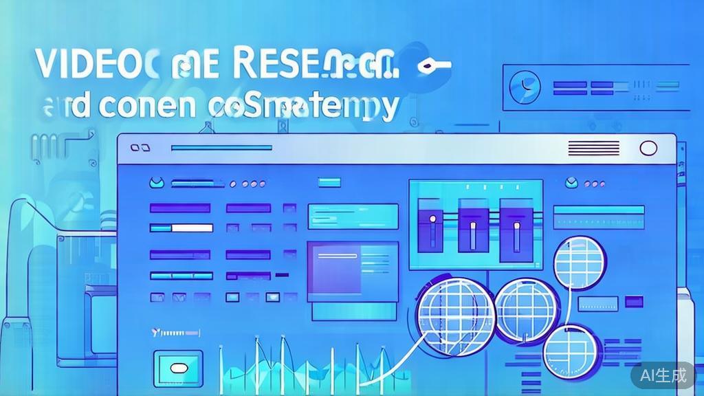 Flat vector illustration of audience research and video content strategy, dashboard style, soft blue gradient