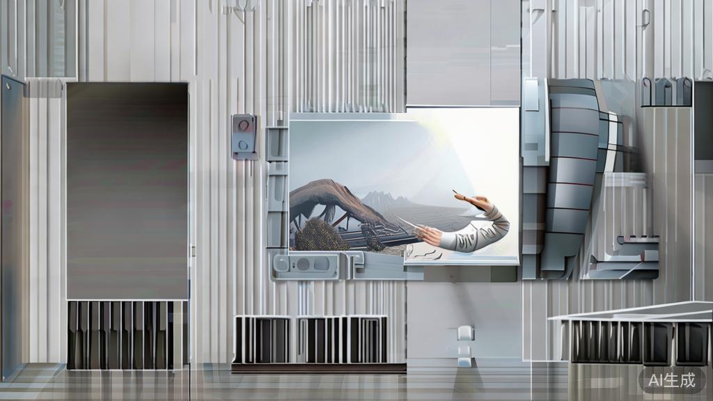 High-quality illustration of an artist adjusting an AI-generated image, minimal flat design