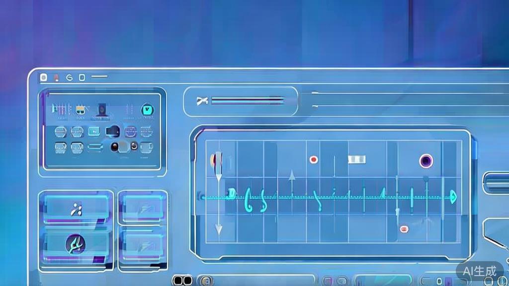 Flat vector illustration of video editing process, dashboard style, soft blue gradient