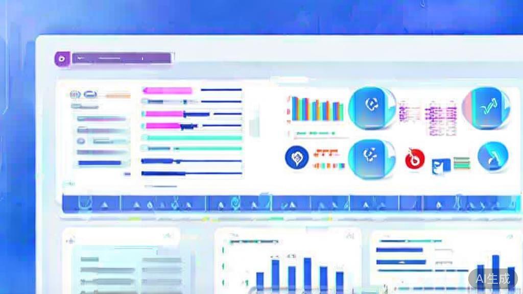 Flat vector illustration showing data analysis for video content, dashboard style, soft blue gradient