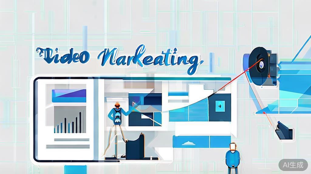 "High-quality business illustration regarding video marketing, minimal flat design"