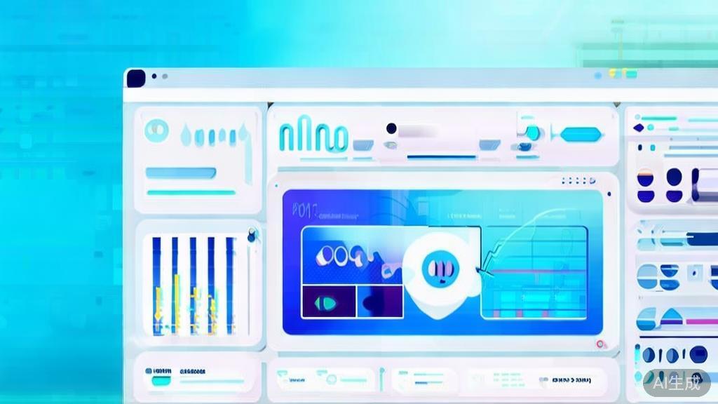 Flat vector illustration of a successful marketing campaign using AI video, dashboard style, soft blue gradient