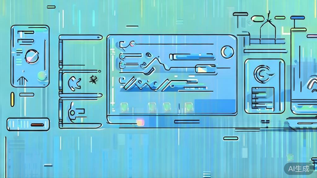 Flat vector illustration of software troubleshooting, dashboard style, soft blue gradient