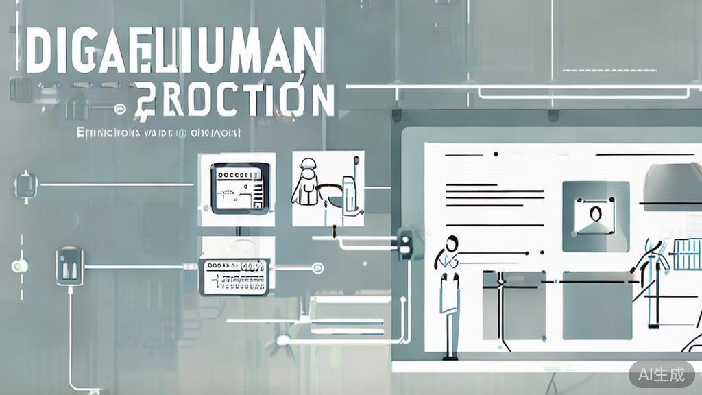 High-quality business illustration regarding advantages of digital human video production, minimal flat design