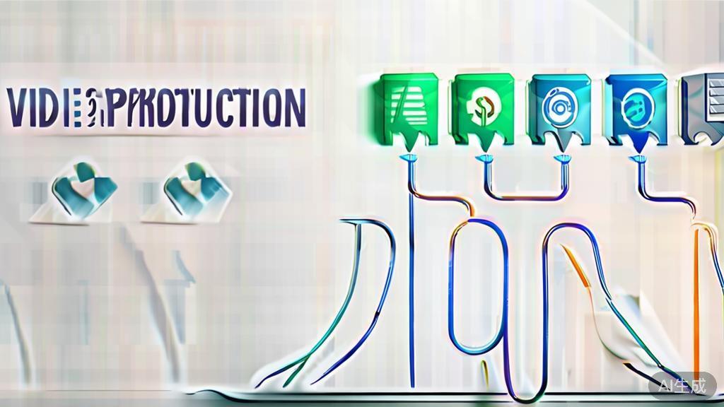 "High-quality business illustration depicting video production process, minimal flat design"