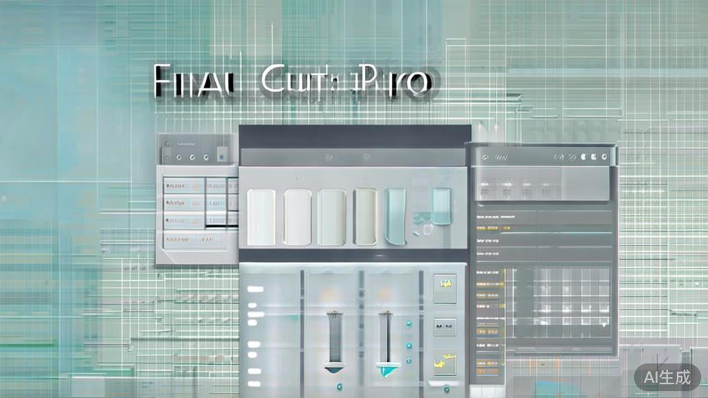 "High-quality business illustration regarding Final Cut Pro interface, minimal flat design"