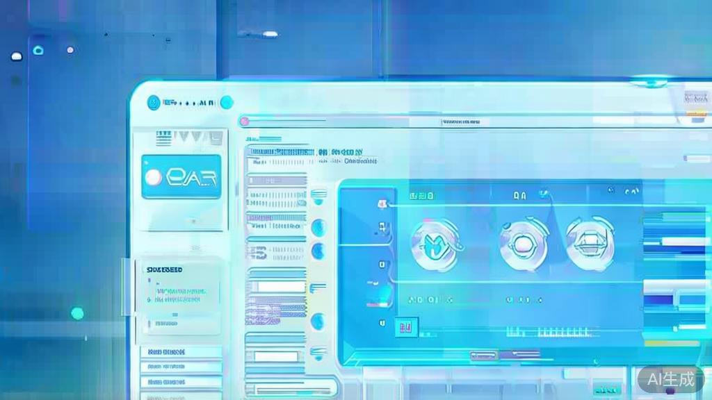 "Flat vector illustration of Filmora video editing software, dashboard style, soft blue gradient"