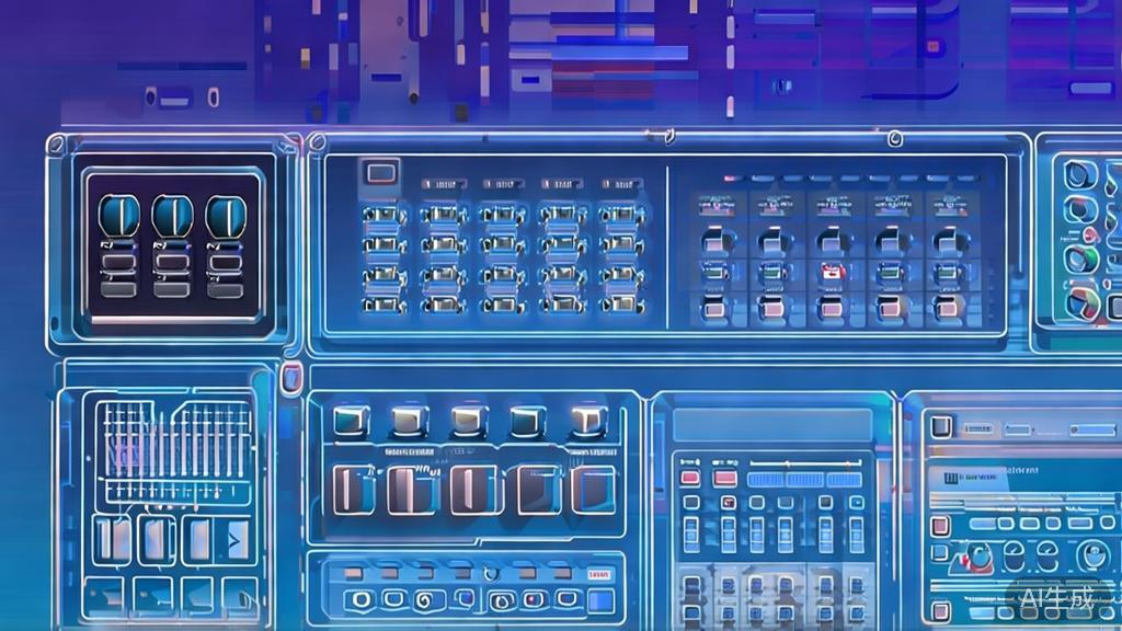 Flat vector illustration of sound equipment for video production, dashboard style, soft blue gradient