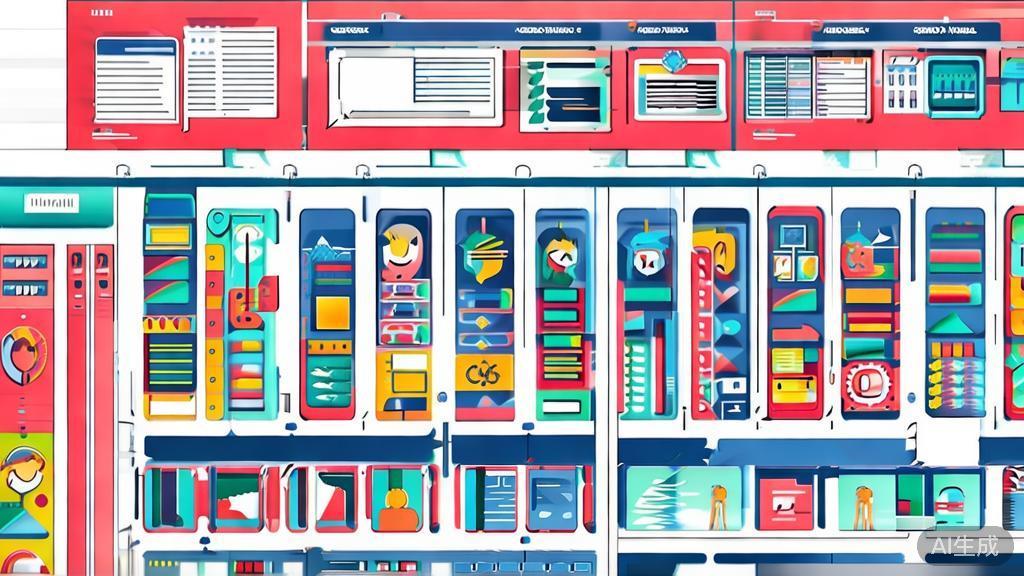 "Flat vector illustration of various industries using smart short drama software, minimal flat design"