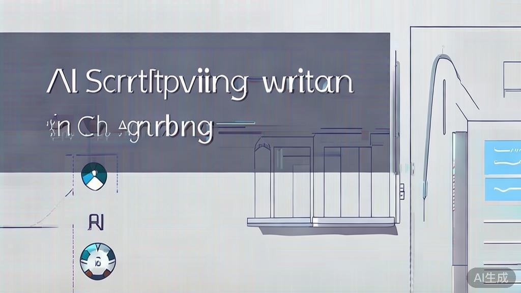 "High-quality business illustration regarding AI trends in scriptwriting, minimal flat design"