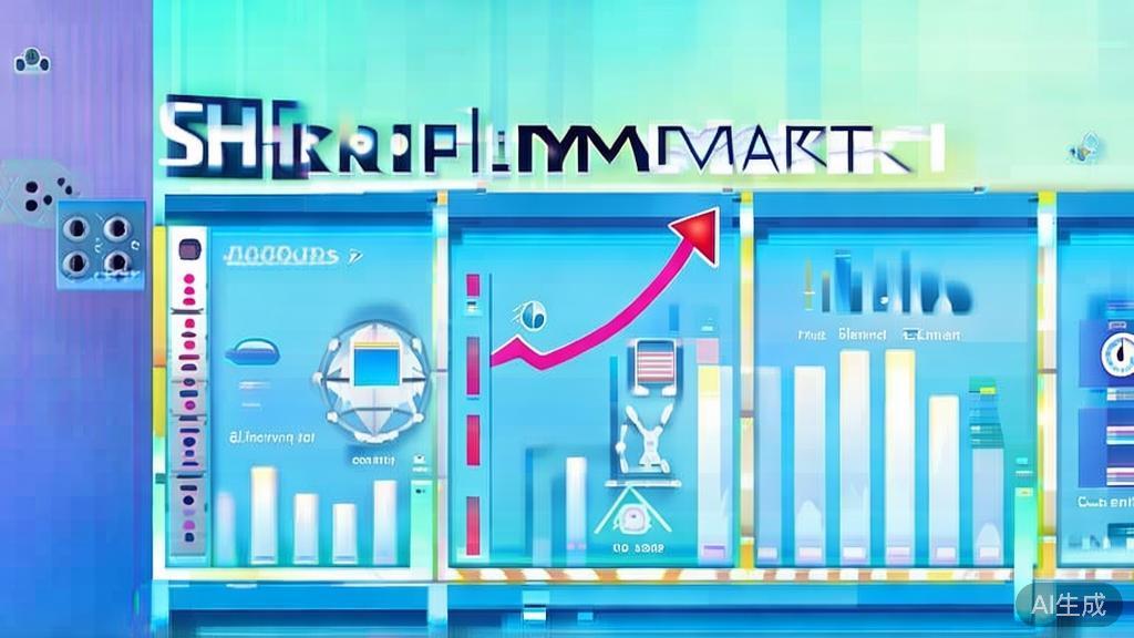 "Flat vector illustration of growing short film market, dashboard style, soft blue gradient"