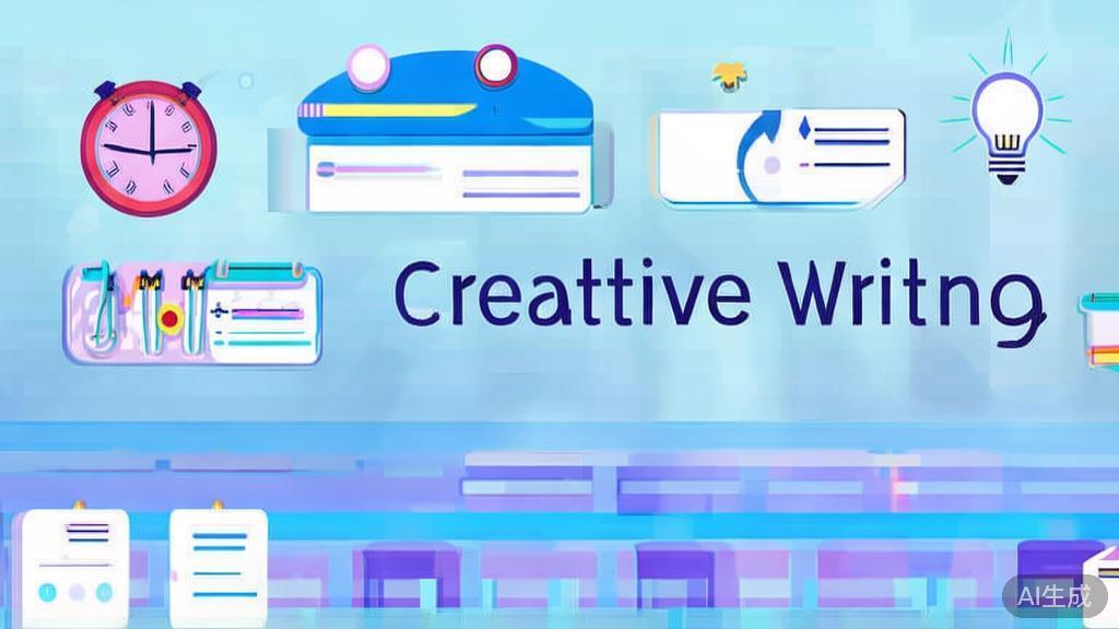 Flat vector illustration of creative writing concepts, dashboard style, soft blue gradient