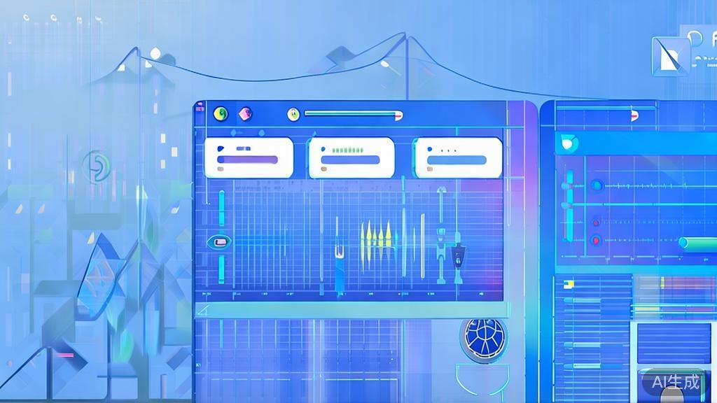 Flat vector illustration of audio and video editing with Descript, dashboard style, soft blue gradient