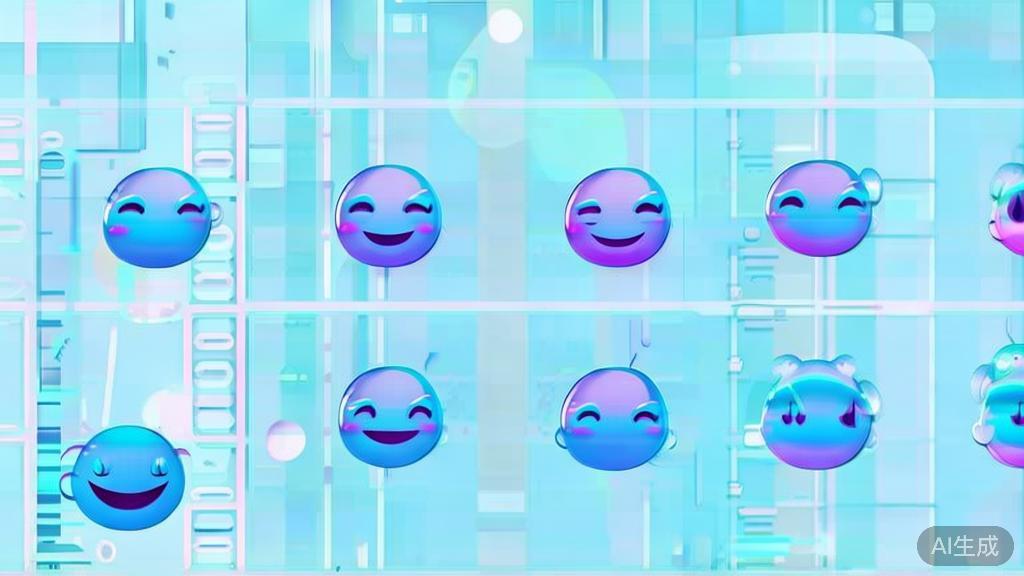 Flat vector illustration of emotional expressions in short plays, dashboard style, soft blue gradient