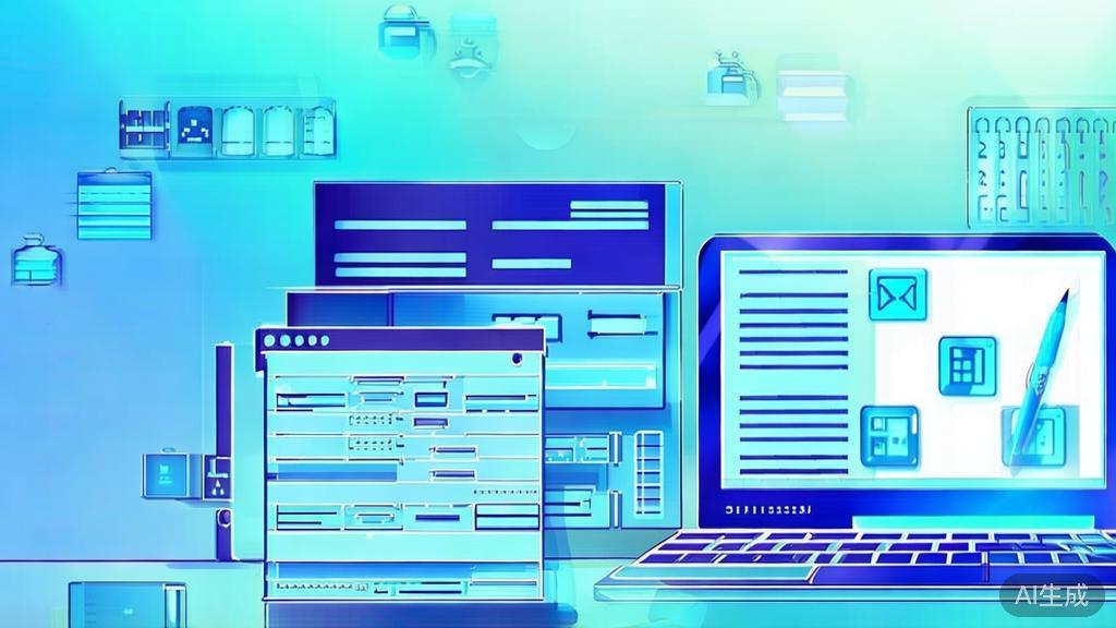 Flat vector illustration of scriptwriting tools, dashboard style, soft blue gradient