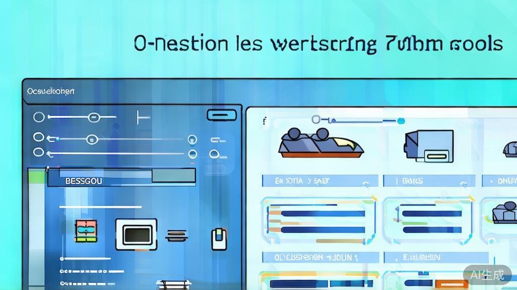 "Flat vector illustration of decision-making process for choosing script writing tools, dashboard style, soft blue gradient"