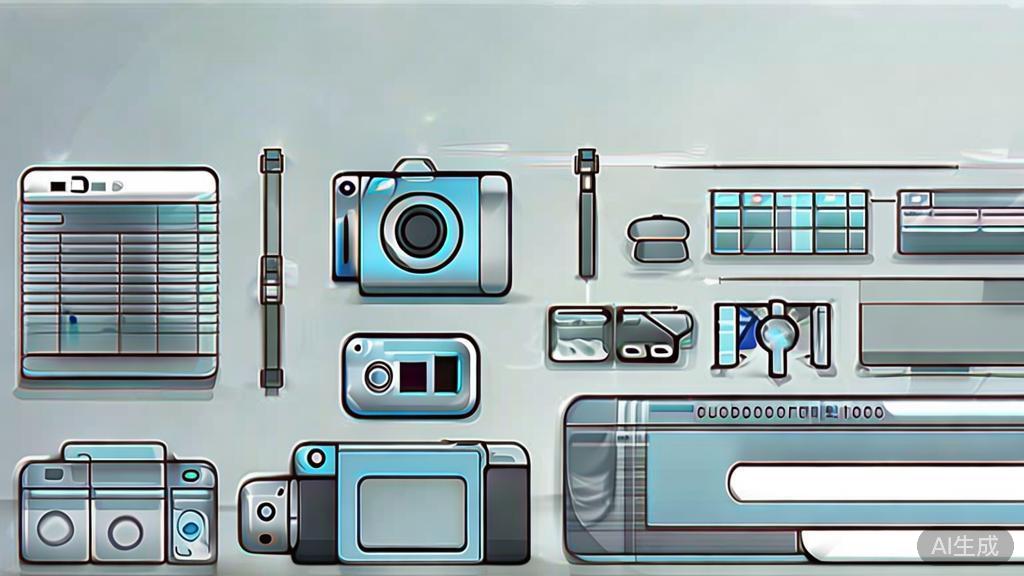 "High-quality business illustration regarding diverse video production tools, minimal flat design"