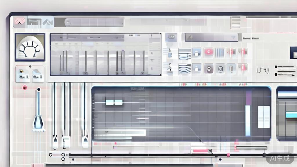 "High-quality business illustration of video editing software interface, minimal flat design"