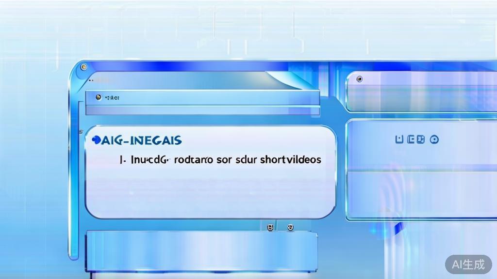 Flat vector illustration of AI-driven script generation for short videos, dashboard style, soft blue gradient
