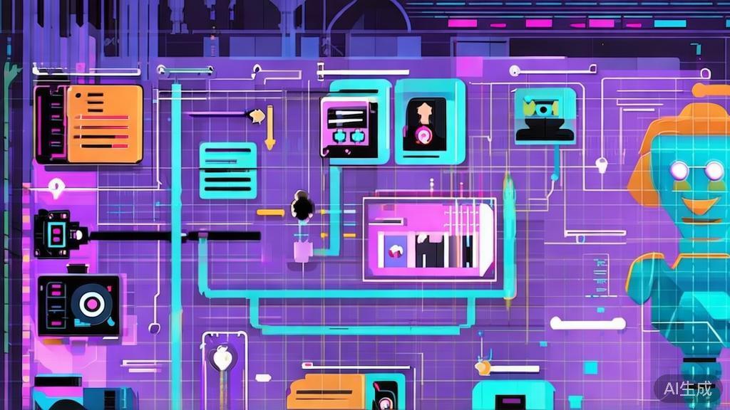"Flat vector illustration of AI-driven video production process for short drama"