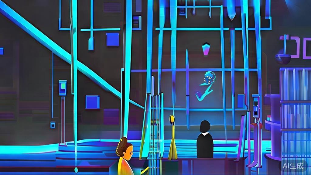 "High-quality illustration depicting the future of AI and traditional theater integration, minimal flat design"