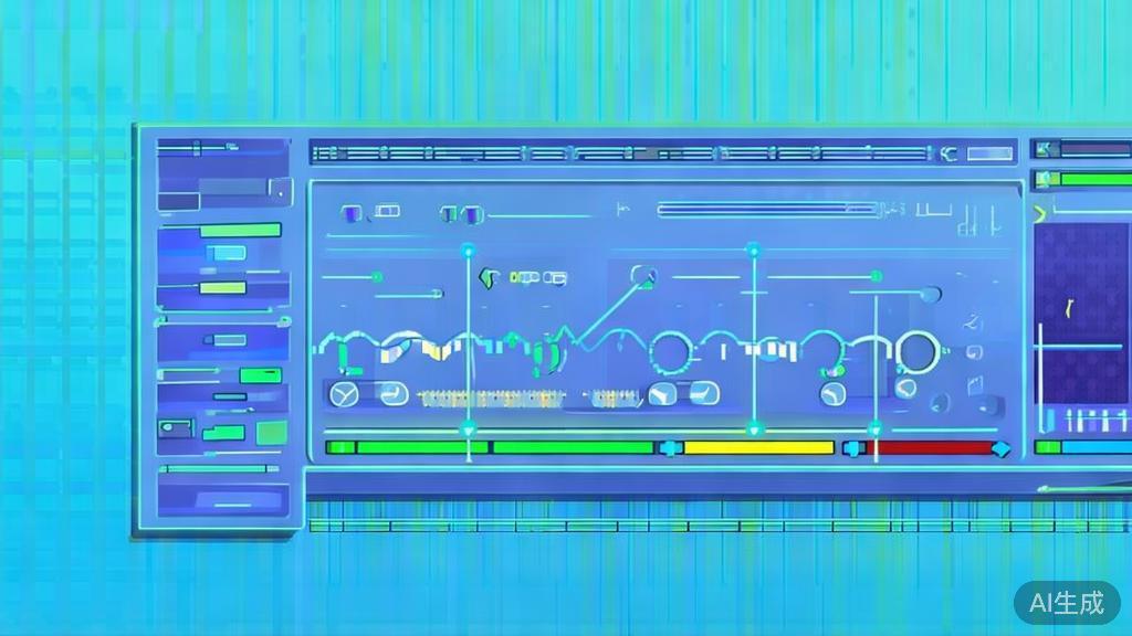 Flat vector illustration of animation rendering process, dashboard style, soft blue gradient