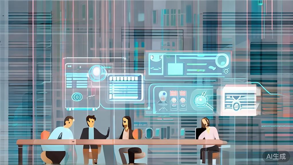 High-quality business illustration regarding innovative business models using AI, minimal flat design