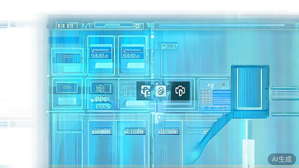 Flat vector illustration of AI virtual host in live commerce, dashboard style, soft blue gradient