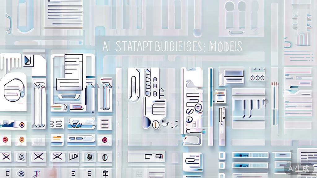 "High-quality business illustration regarding business models for AI startups, minimal flat design"
