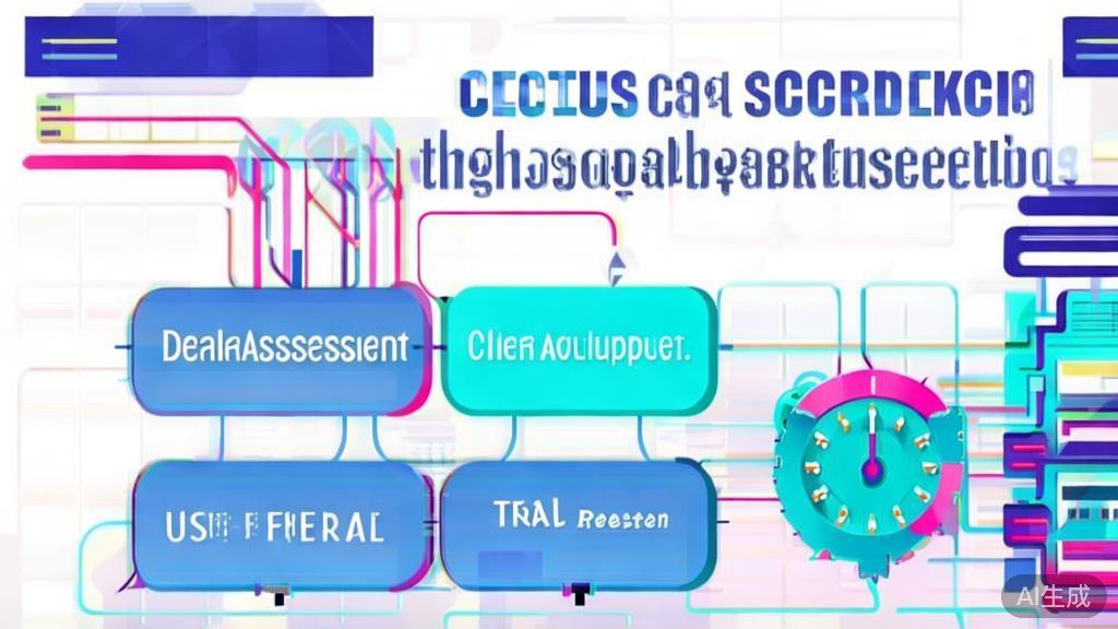 Flat vector illustration showing a checklist for choosing the right AI business tool, emphasizing key factors like needs assessment, budget evaluation, trial period, user feedback, and team adaptability