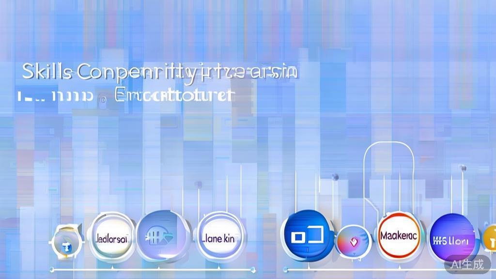 Flat vector illustration of skills complementarity in entrepreneurship, dashboard style, soft blue gradient