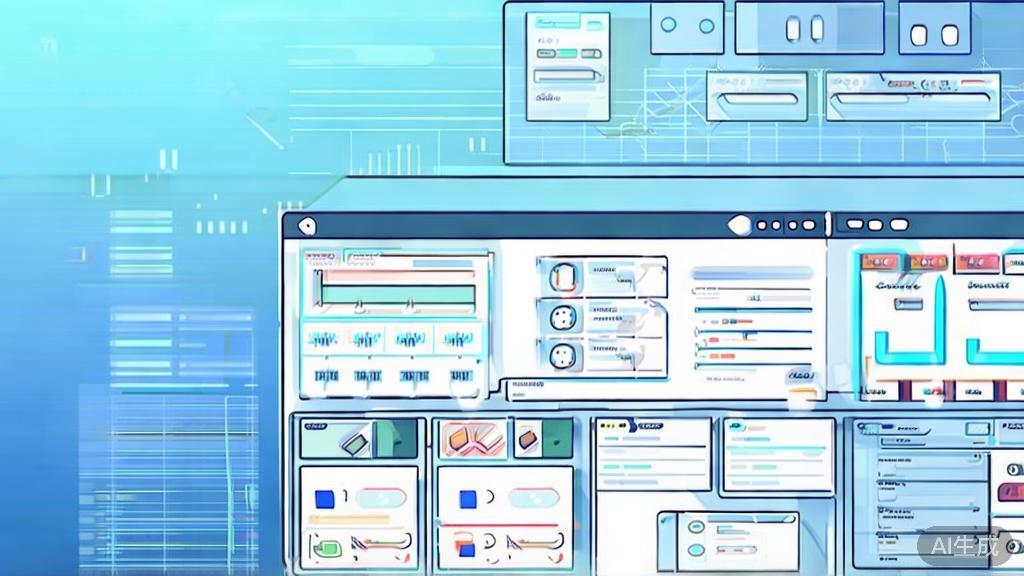 Flat vector illustration of an intelligent logistics system, dashboard style, soft blue gradient