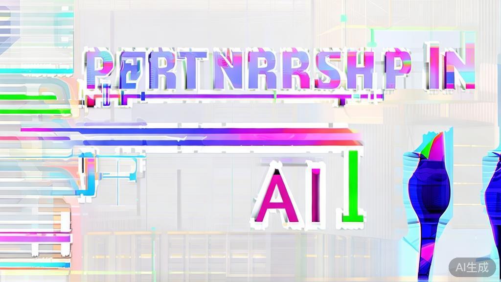 "High-quality business illustration regarding partnerships in AI, minimal flat design."