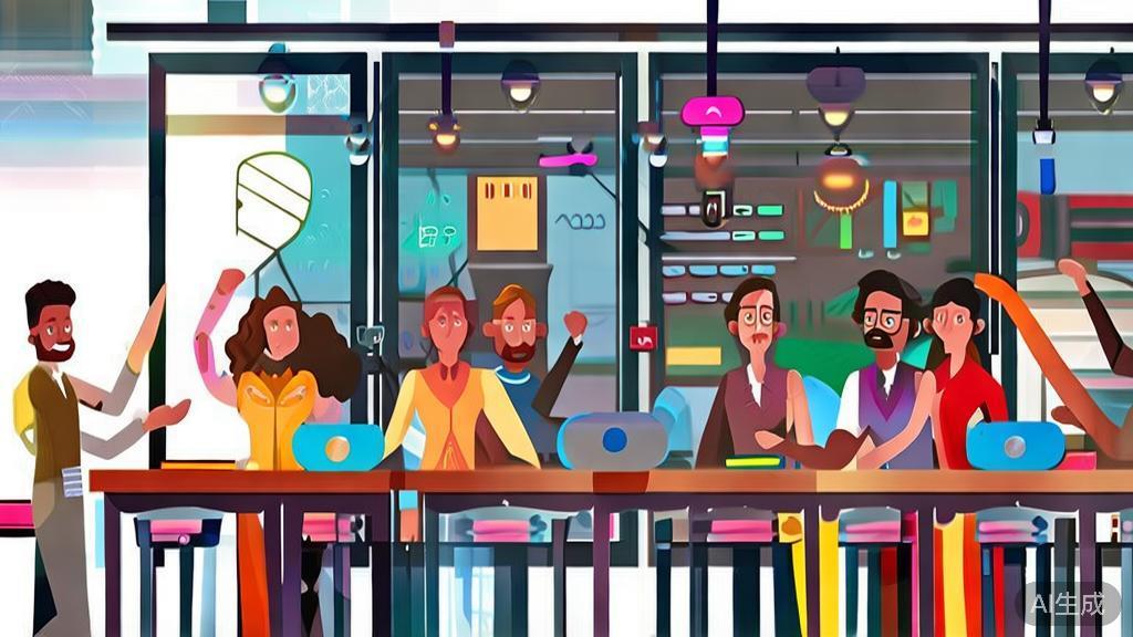 "High-quality illustration of a supportive entrepreneurial community, emphasizing collaboration and networking."